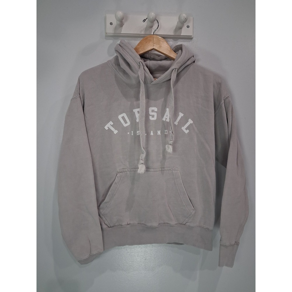 Coastal Swell Topsail Island Graphic Hoodie Grey Pullover Small